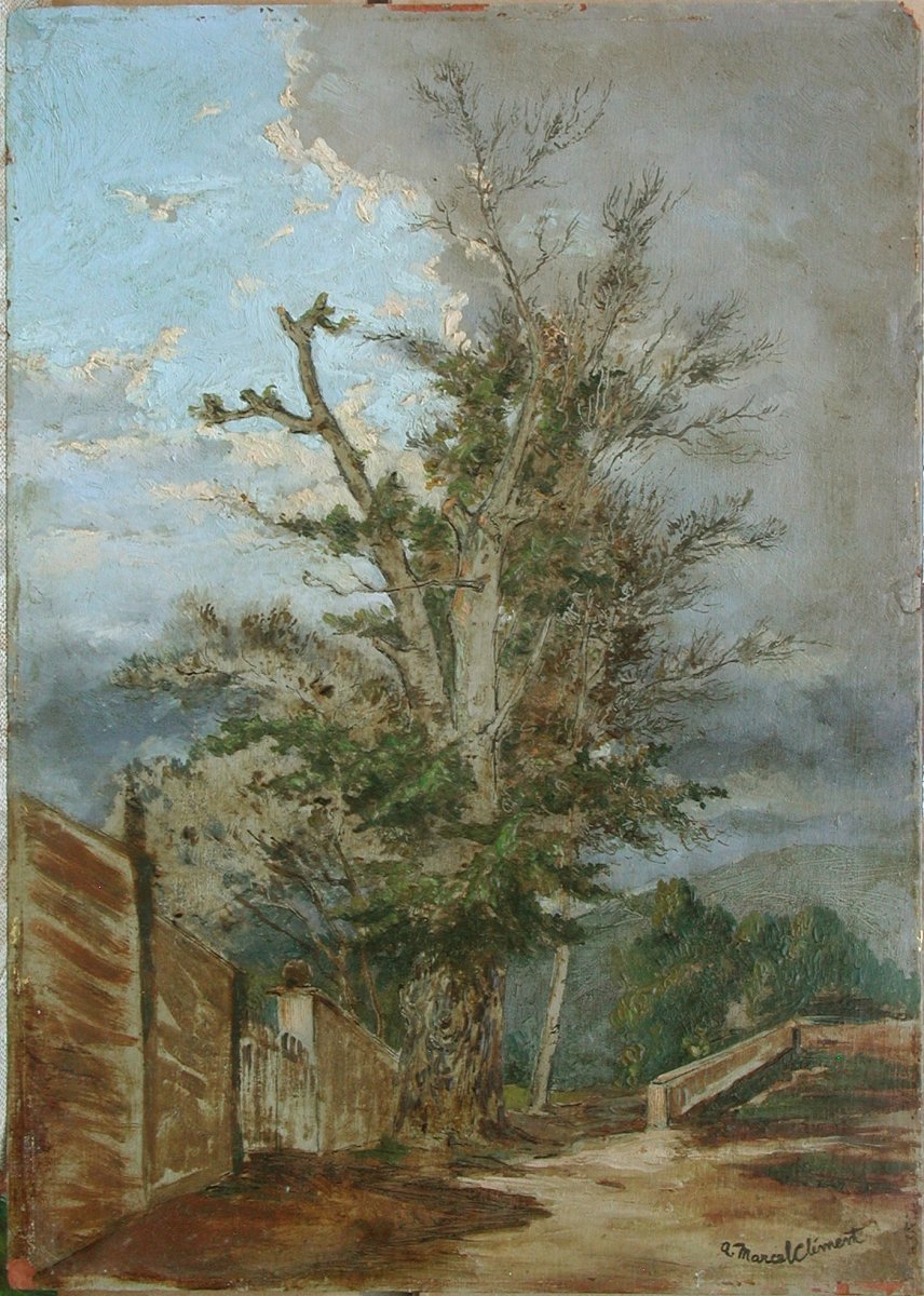 Amédée Julien MARCEL CLEMENT "Le grand arbre" huile sur carton 32x23